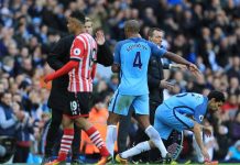 Manchester City i matchen mot Southampton.