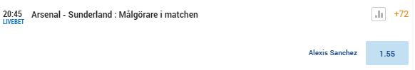 Alexis Sanchez målskytt odds