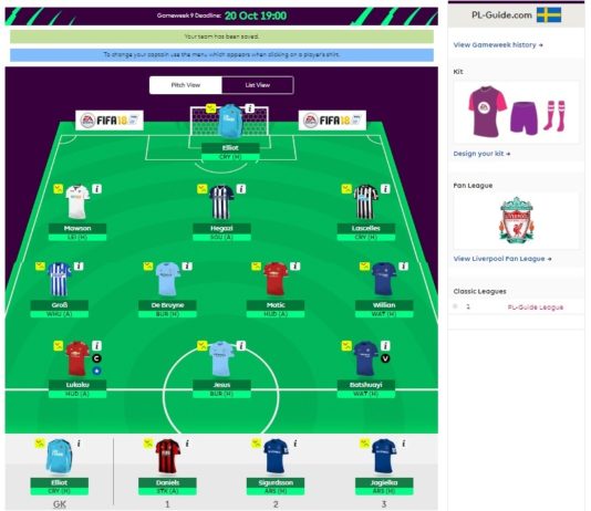 fantasy premier league week 9